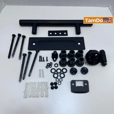 Matte Black Sliding Barn Door Handle Offset Handle Door Pull - Thumbnail 5