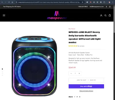 Max Power MPD495 Heavy Duty Karaoke Bluetooth Speaker - Thumbnail 2