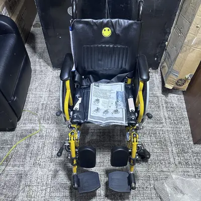 Medline Pediatric Wheelchair, 14"W x 12"D, Yellow - Thumbnail 9
