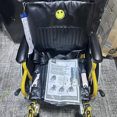 Medline Pediatric Wheelchair, 14"W x 12"D, Yellow - Thumbnail 4