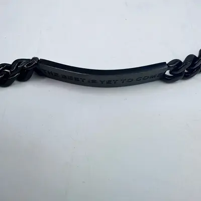 Men Black Stainless Steel Curb Chain ID Bracelet Engraved The Best Is Yet To Com - Thumbnail 5
