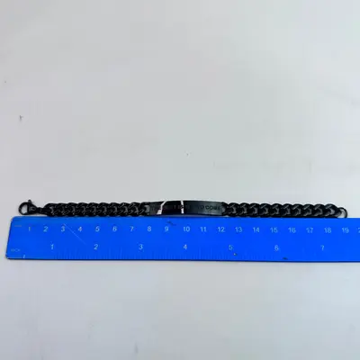 Men Black Stainless Steel Curb Chain ID Bracelet Engraved The Best Is Yet To Com - Thumbnail 4