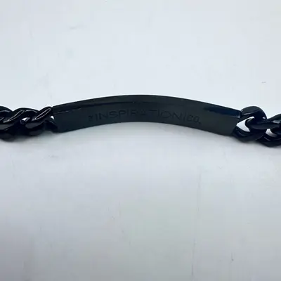 Men Black Stainless Steel Curb Chain ID Bracelet Engraved The Best Is Yet To Com - Thumbnail 6