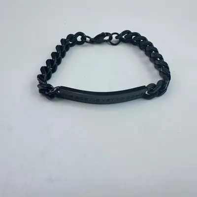 Men Black Stainless Steel Curb Chain ID Bracelet Engraved The Best Is Yet To Com - Thumbnail 3