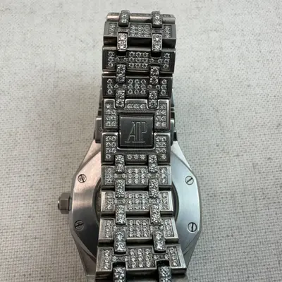 Men’s Luxury Iced Moissanite Watch Silver Tone Full Stone Set Quartz - Thumbnail 5