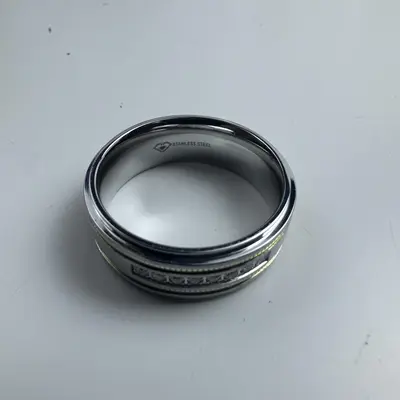 Men's Stainless Steel Ring with Accents & Stones - Size US 12 - Thumbnail 2