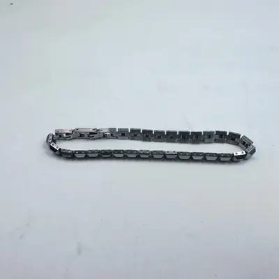 Mens Heavy Stainless Steel Mechanical Screw Block Link Bracelet 8.75" / 22cm - Thumbnail 6