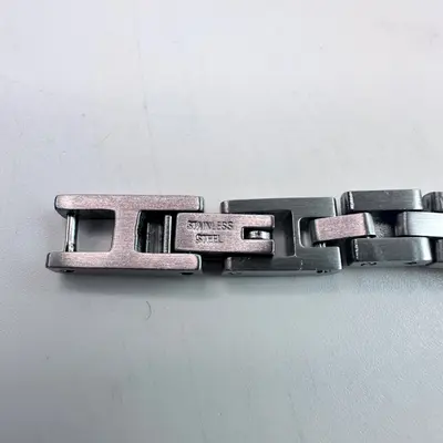 Mens Heavy Stainless Steel Mechanical Screw Block Link Bracelet 8.75" / 22cm - Thumbnail 3
