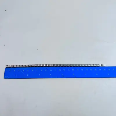 Mens Heavy Stainless Steel Mechanical Screw Block Link Bracelet 8.75" / 22cm - Thumbnail 2