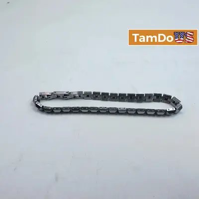 Mens Heavy Stainless Steel Mechanical Screw Block Link Bracelet 8.75" / 22cm - Thumbnail 1