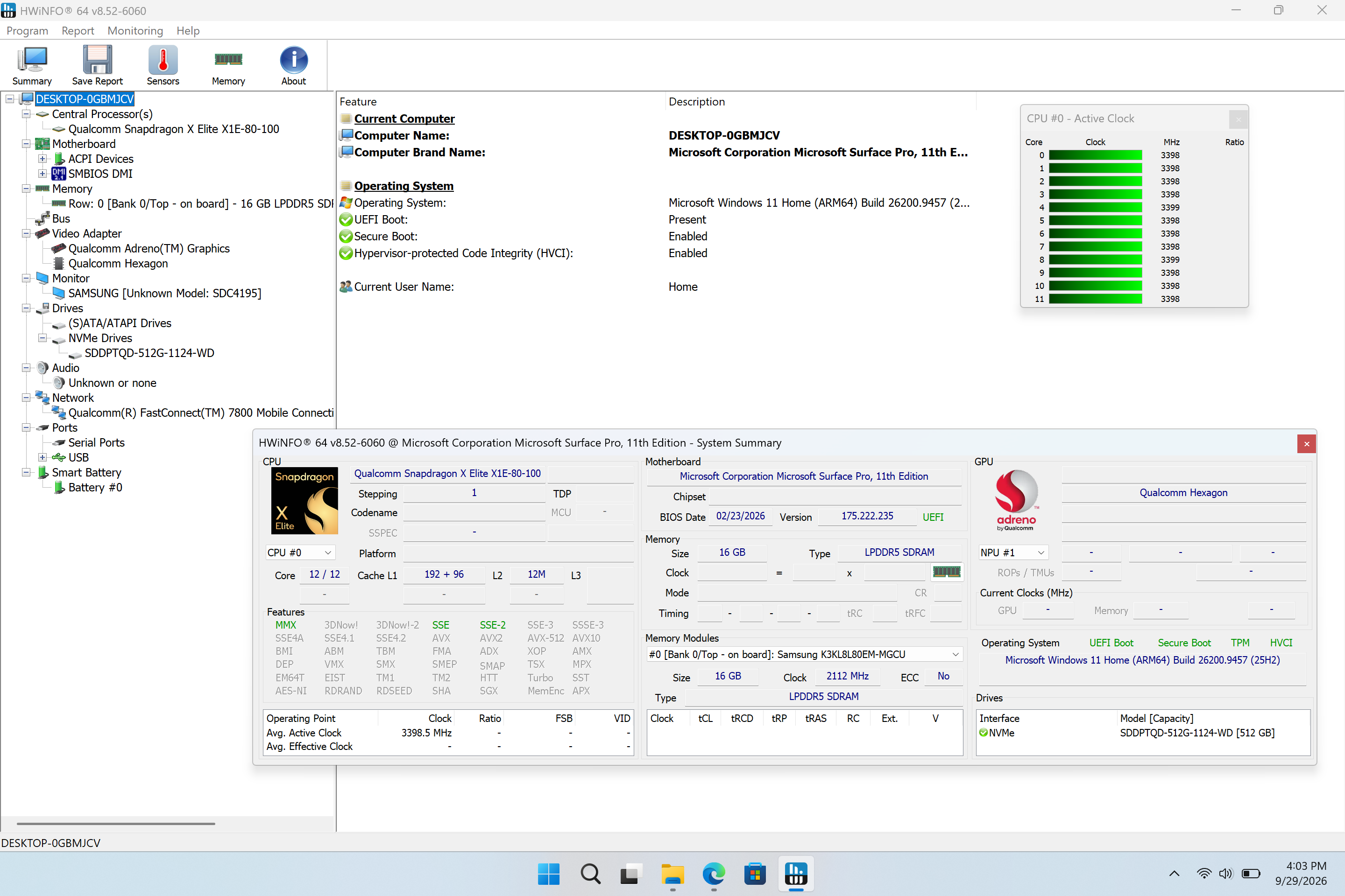 Microsoft Surface Pro 11th Laptop 13" Touch, Snapdragon X Elite, 16GB, 512GB SSD - Thumbnail 10