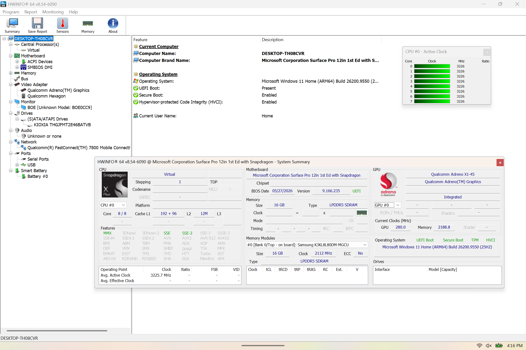 Microsoft Surface Pro 12" Touch 2110, Snapdragon X Plus, 16GB LPDDR5 , 512GB SSD - Thumbnail 9