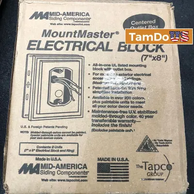 Mid-America MountMaster Electrical Block 7"x8" Centered Outlet Box FOR Siding - New - Real photo at TamDo.us