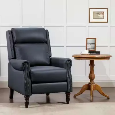 Midnight Blue Recliner Armchair, Nailhead Trim, Comfortable Lounge Chair - Thumbnail 3