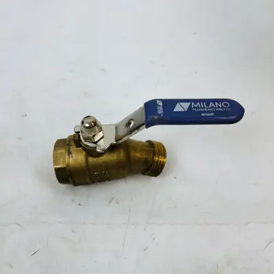 Milano M76QT Brass Ball Valve, 3/4" Plumbing Valve, Threaded, Blue Handle - Thumbnail 2