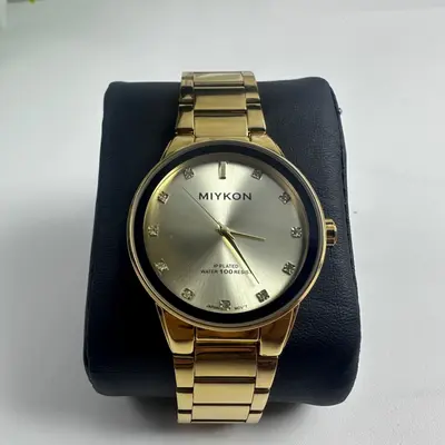 Miykon Mens Watch Gold Tone Crystal Hour Markers IP Plated Y2G70-2130 Japan Movt - Thumbnail 8