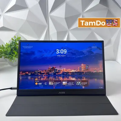 MNN 15.6 Portable Monitor FHD 1080P IPS USB-C Mini HDMI M156F01 with Smart Cover - Thumbnail 1