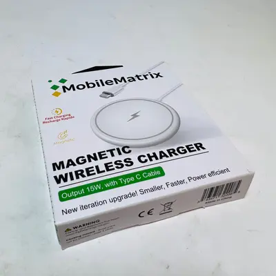 MobileMatrix 15W Magnetic Wireless Charger Pad with Type C Cable White - Thumbnail 3