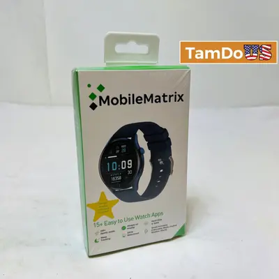 MobileMatrix Smart Watch SW107 (1.43" AMOLED, Bluetooth Call) Blue Sport Band - Thumbnail 1