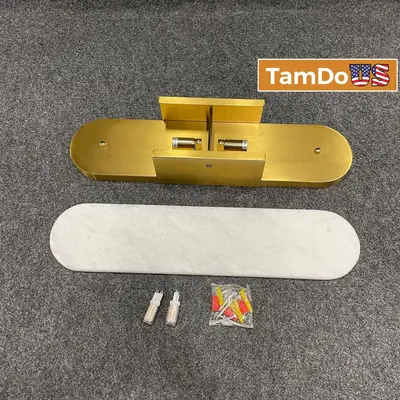 Modern Gold & Marble Bathroom Vanity Light Fixture – 2-Light Wall Sconce - New Open Box - Real photo at TamDo.us