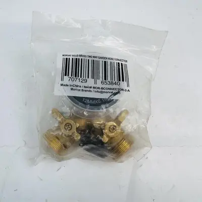 Morvat Solid Brass Two Way Garden Hose Splitter Connector Kit - Thumbnail 2