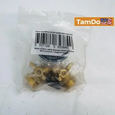 Morvat Solid Brass Two Way Garden Hose Splitter Connector Kit - New - Real photo at TamDo.us