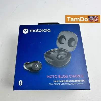 Motorola Moto Buds Charge True Wireless Earbuds, Bluetooth 5.0, Black - Thumbnail 1