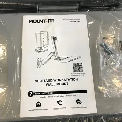 Mount-It! MI-7905 Sit-Stand Workstation Wall Mount Adjustable Monitor Arm - Thumbnail 5