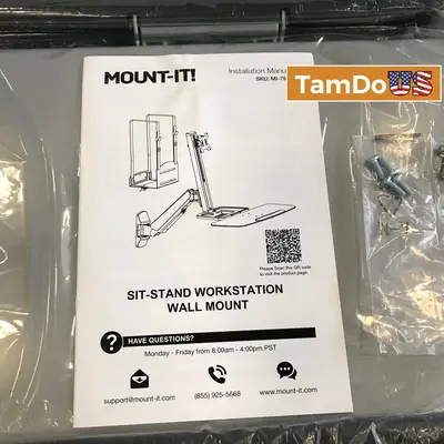 Mount-It! MI-7905 Sit-Stand Workstation Wall Mount Adjustable Monitor Arm - New Open Box - Real photo at TamDo.us