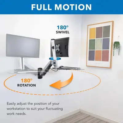 Mount-It! MI-7905 Sit-Stand Workstation Wall Mount Adjustable Monitor Arm - Thumbnail 4
