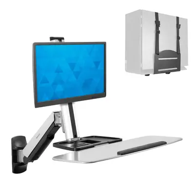Mount-It! MI-7905 Sit-Stand Workstation Wall Mount Adjustable Monitor Arm - Thumbnail 2