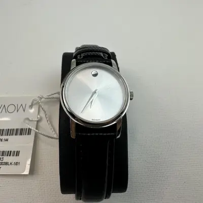 Movado Museum 2100003 Women's Watch 26mm Silver Dial Black Leather Strap - Thumbnail 3
