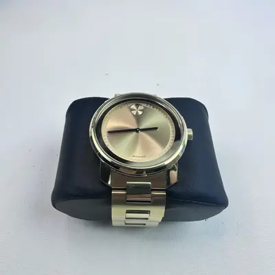 MOVADO $795 Big Gold Stainless Steel Bold Swiss Museum Dot Watch - Thumbnail 2
