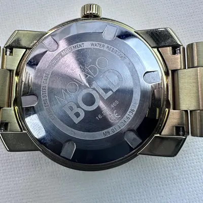 MOVADO $795 Big Gold Stainless Steel Bold Swiss Museum Dot Watch - Thumbnail 8