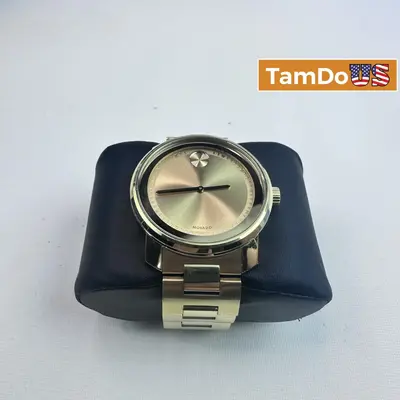 MOVADO $795 Big Gold Stainless Steel Bold Swiss Museum Dot Watch - Thumbnail 1