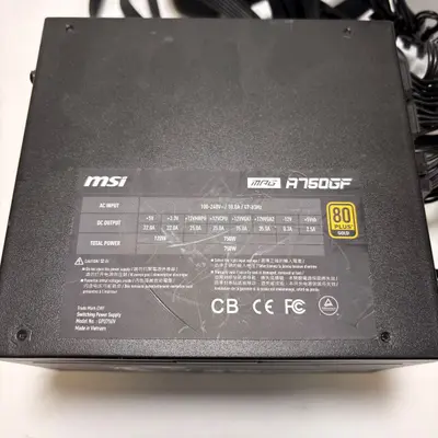 MSI MPG A750GF 750W Power Supply, 80 Plus Gold, Fully Modular - Thumbnail 4