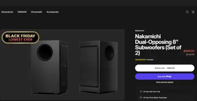 Nakamichi DRAGON $1199 8" Dual-Opposing Wireless Subwoofers Pair for DRAGON - Thumbnail 2
