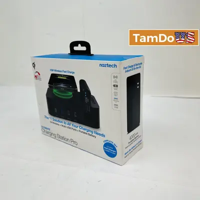 Naztech Charging Station Pro, 15W Qi Wireless + USB-C, 4000mAh Battery - New - Real photo at TamDo.us