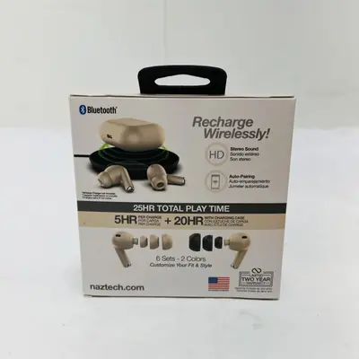 Naztech Xpods Pro Special Edition Bluetooth Earbuds, Gold Wireless Charging Case - Thumbnail 3
