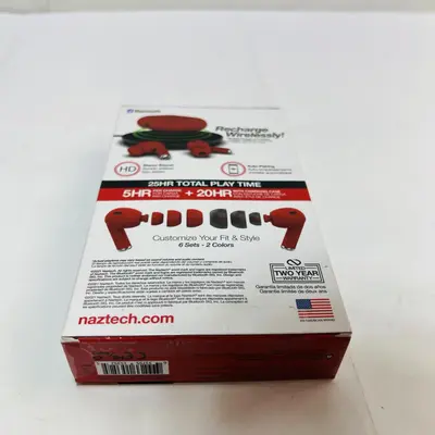 Naztech Xpods Pro True Wireless Earbuds, Bluetooth 5.0, 25Hr Playtime – Red - Thumbnail 3