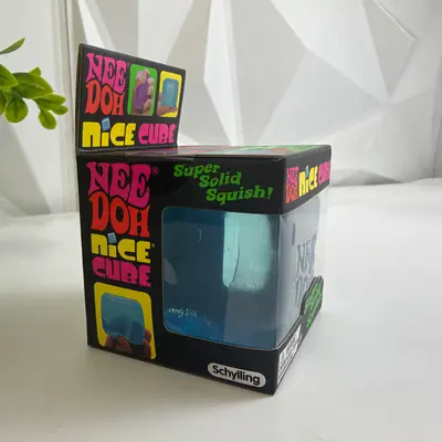 NeeDoh Nice Cube Squishy Stress Toy Schylling Super Solid Squish Blue - Thumbnail 4