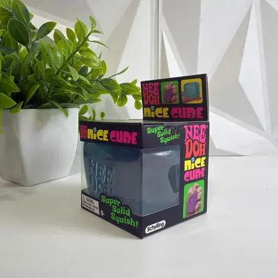 NeeDoh Nice Cube Squishy Stress Toy Schylling Super Solid Squish Blue - Thumbnail 3