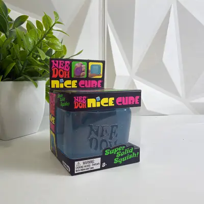 NeeDoh Nice Cube Squishy Stress Toy Schylling Super Solid Squish Blue - Thumbnail 2