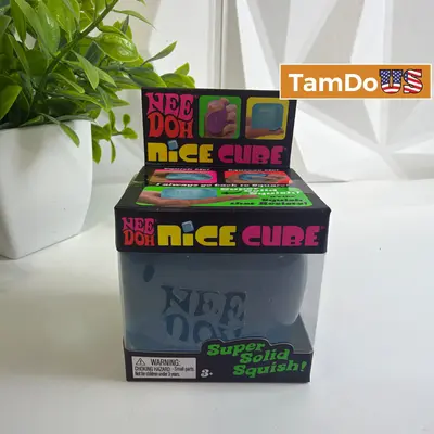 NeeDoh Nice Cube Squishy Stress Toy Schylling Super Solid Squish Blue - New - Real photo at TamDo.us