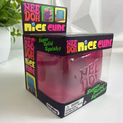 NeeDoh Nice Cube Squishy Stress Toy Schylling Super Solid Squish Pink - Thumbnail 2