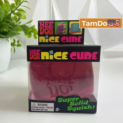 NeeDoh Nice Cube Squishy Stress Toy Schylling Super Solid Squish Pink - Thumbnail 1