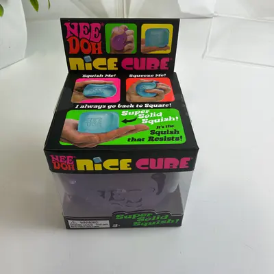 NeeDoh Nice Cube Squishy Stress Toy Schylling Super Solid Squish Purple - Thumbnail 2