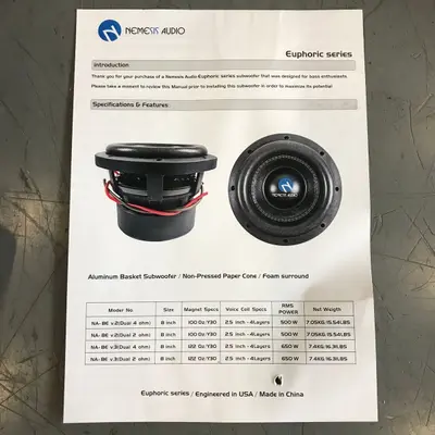 Nemesis Audio NA-8E v.3 Euphoric Series 8" 650W RMS Car Subwoofer Bass Speaker - Thumbnail 6