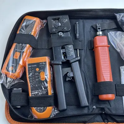 Network Cable Tester Kit RJ45 Crimper Wire Tracker LAN Ethernet Tool Set - Thumbnail 3