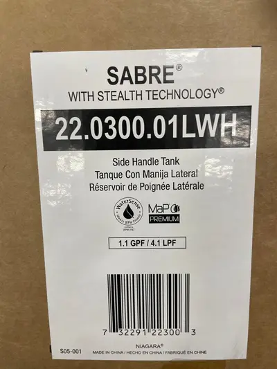 Niagara Sabre Stealth 1.1 GPF Toilet Tank White Left Hand 22.0300.01LWH - Thumbnail 8